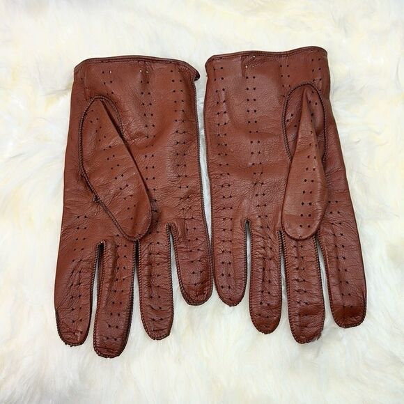 Sermoneta Gloves Italy Driving Gloves Cognac Brown Soft Leather Men’s 9 1/2 - Picture 2 of 11
